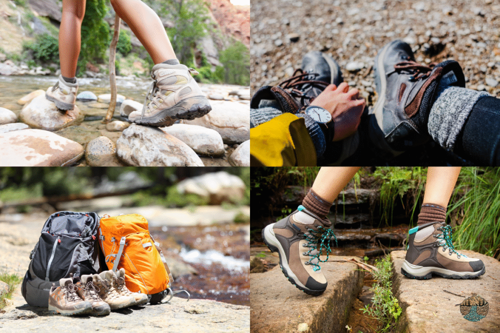 Collage of the best danner hiking boot in various colors and types.