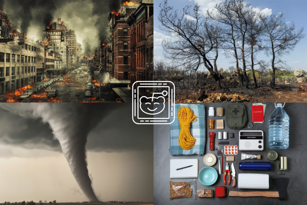 Prepping & disasters image collage for preppers reddit.